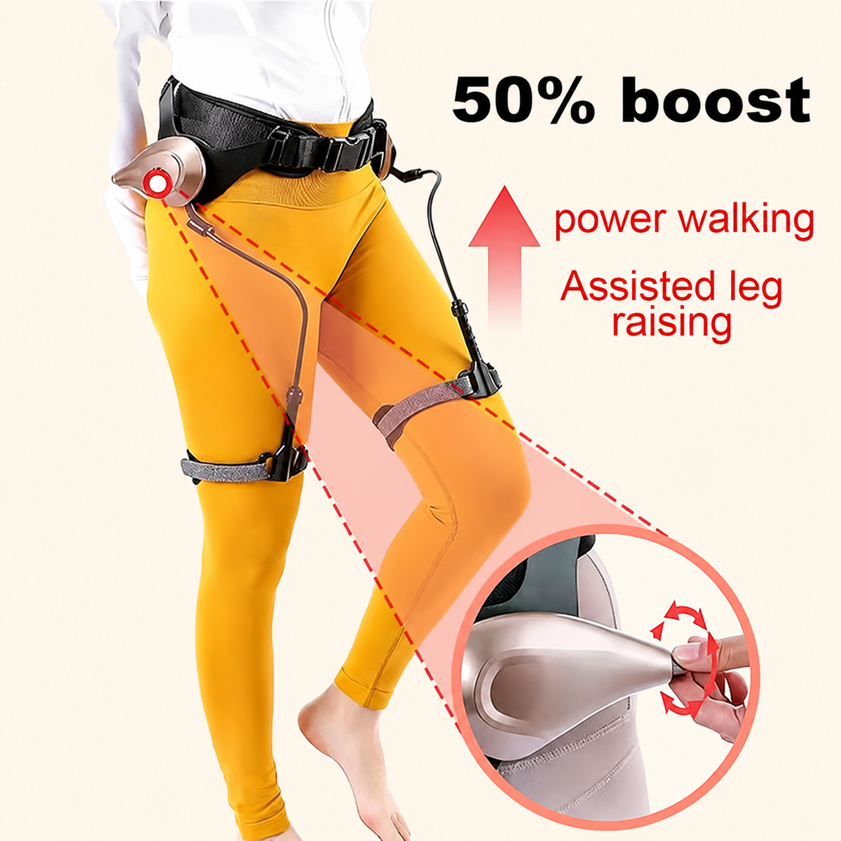 Walking assist device worn at the waist and legs
