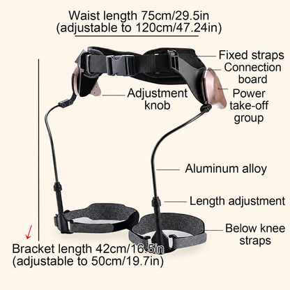 StrideLift waist belt and support length adjustment dimensions